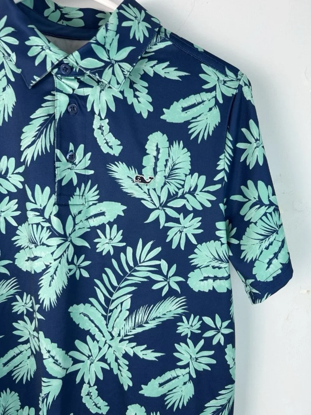 Vineyard Vines OTG Sankaty Polo Boys Size Large Floral AOP Blue Green